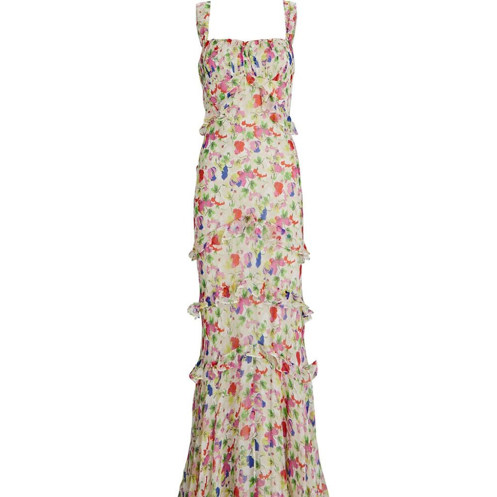 Saloni Chandra Floral Silk Maxi Dress (Sold Out, Size 6, Originally $825)